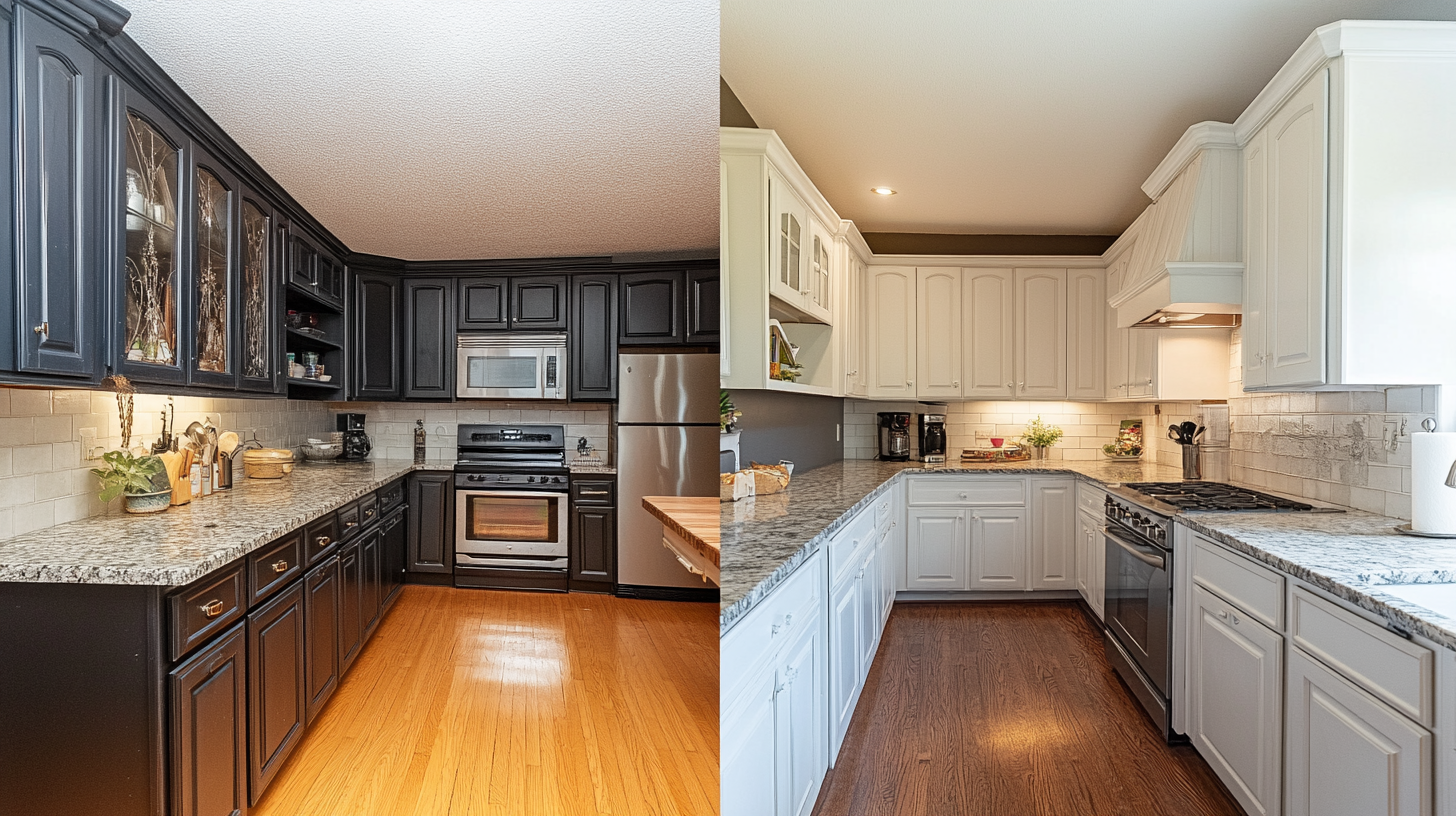 Kitchen renovation before and after - modern transformation with updated cabinets and design